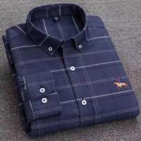 Camisa de manga larga de algodón puro para hombre, ropa bordada de negocios informal, Color sólido, primavera y otoño - details 8