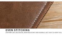 Cartera pequeña Vintage para hombre, monedero corto de cuero PU, Color sólido, con cierre y cremallera - details 19