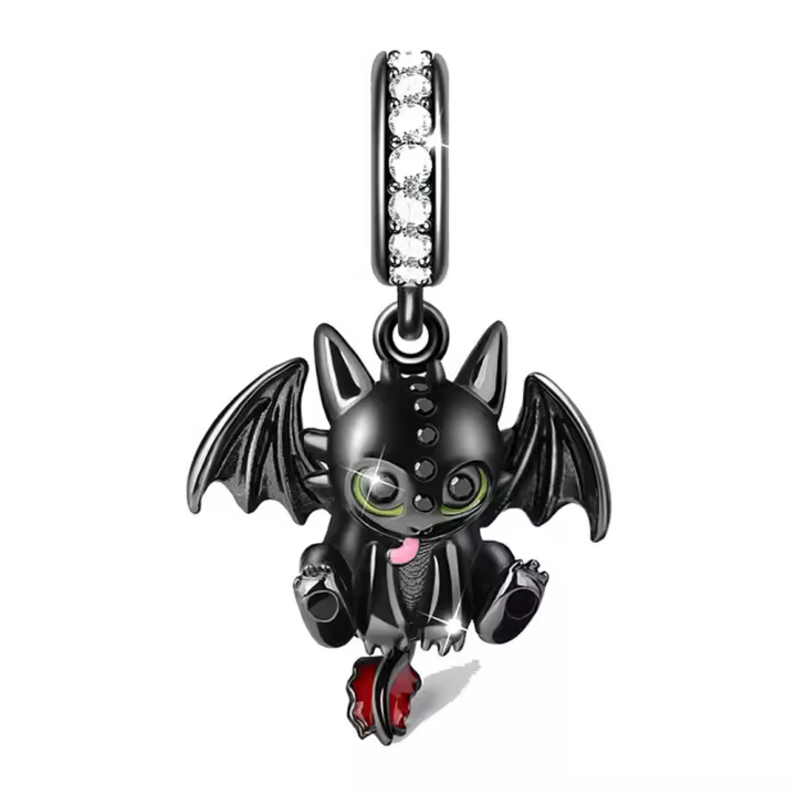 Plata de Ley 925, lindo pequeño dragón abraza la flor de piedras preciosas y el colgante del corazón, pulsera de plata 925 Original para la fabricación de joyas - 1