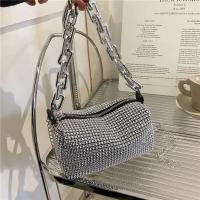 Bolso tipo cubo con diamantes de imitación de versión completa, bolso con bola de cadena brillante, mini bolso cruzado para mujer - details 1