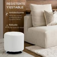 Otomano Giratorio Moderno de Estilo Tejido de Piel Sintética Rojo Ideal para Dormitorio Entrada Salón Tamaño Ø45,5x44,5 cm - details 5
