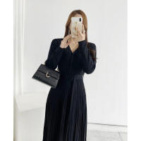 Vestidos largos de punto maxi 2023 Mujer Invierno Ropa básica Vestido suéter cálido con cordones y cinturón Vestidos - details 4