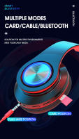 Auriculares inalámbricos B39 con luces LED de colores, audífonos con Bluetooth, tarjeta TF, AUX, cable de reproducción, estéreo de graves HiFi plegable, música - details 8