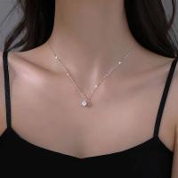 Collar Chapado en plata de ley 925, cadena de clavícula de circonita AAA brillante única versátil para mujer, joyería de boda al por mayor - details 3