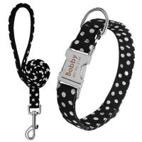 Collar nailon personalizado perro, conjunto correa caminar, placa de identificación para cachorro, ustable, grabado - details 7
