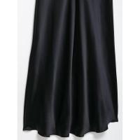 Vestido halter de satén estilo minimalista francés sin espalda para mujer, vestido midi con cremallera lateral y lazo, vestidos de - details 3