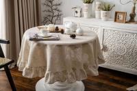 Manteles circulares de mesa franceses para el hogar, manteles con flecos de algodón y lino, decoraciones para fiestas en casa, bodas y cocinas - details 7