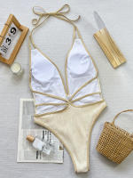 "Bikini 2025 de Encaje con Tirantes Ajustables - Contraste Blanco/Marrón |   Traje de baño elegante y sexy de una pieza |   Moda Playa Verano |   Diseño Bohemio y Único - details 5
