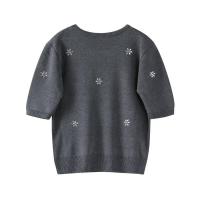 Conjuntos de punto de diamantes OUWU, suéter de cuello redondo y falda plisada para mujer, ropa interior de moda de 3 piezas - details 4