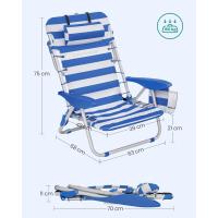 Silla Portátil Ajustable para Acampar Azul y Blanco 2 Fundas Laterales Respaldar y Apoyabrazos - details 4