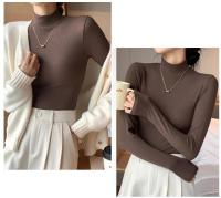 Elegante Suéter de Medio Cuello de Punto para Mujer 2025 Moda Coreana Tops de Punto con Mangas Largas - details 16