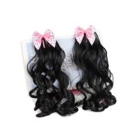 2 uds lazos sintéticos nudo Cola de Caballo sombreros para niños extensiones de cabello peluca con cola de caballo rizada pinzas para el cabello naturales suaves cola de caballo - details 3