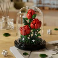 Bloque de decoración de escritorio de montaje eterno, flor, rompecabezas para niños, rosa, bloques de construcción, juguete, ramo, regalo - details 12