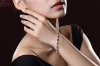 Pulsera europea americana de piedras preciosas de color azul cristal y circón con incrustaciones de oro de 18 quilates, - details 6