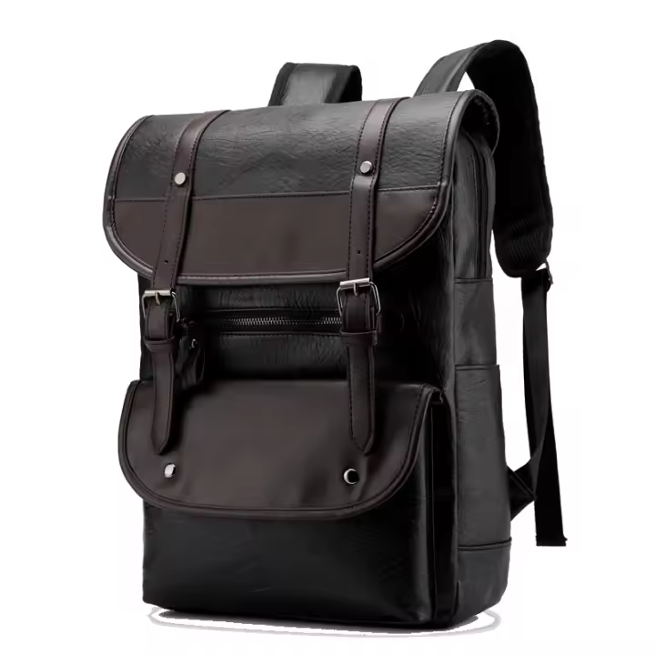 Mochila para computadora de negocios para hombres Mochila de cuero impermeable de gran capacidad de viaje - 1