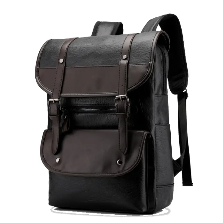 Mochila para computadora de negocios para hombres Mochila de cuero impermeable de gran capacidad de viaje - 1