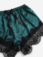 Conjunto De Pijama De Seda Para Mujer 5 Piezas Lencería Sexy De Encaje Camisola Y Pantalones Ropa Interior Para Dormir En Casa - details 8