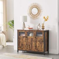 Aramrio de Almacenamiento, Aparador con Puertas de Cristal, para Comedor, Salón, Cocina, Estilo Industrial, Marrón Rústico y Negro - details 5