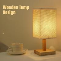 Lámpara de Mesa de Madera con Cortina de Tela Cuadrada Luz de Lectura para Niños, Oficina, Sala de Estar Iluminación y Decoración - details 0