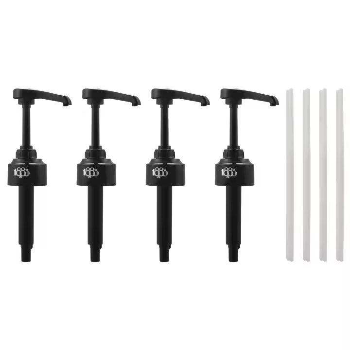 Bomba dispensadora de sirope negra de 8Ml, ideal para jarabes de café Monin, conos de nieve, sabores y más, 4 paquetes - 1