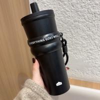 Botella térmica creativa de acero inoxidable 304 con pajita, taza de bebida fría a la moda de 710ml, termo portátil a prueba de fugas para oficina - details 7