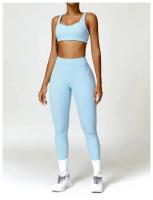 Conjunto de Yoga para Mujer de Cintura Alta Secado Rápido para Correr Fitness 2 Piezas Traje Deportivo sin Mangas de Nylon con Lining - details 17