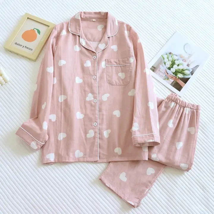Ropa de dormir de manga larga de algodón para mujer, encantadora y dulce, nueva serie de productos para primavera y otoño 2025 - 1