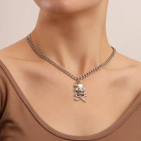 Collar con colgante de calavera de hip-hop exagerado para mujer, cadena de borla de Metal de hip-hop, cadena de clavícula - details 1