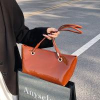 Bandolera de cuero de charol elegante, bolso de gran capacidad de estilo coreano dulce para las axilas, bolso de mano liso de Color sólido para ir al trabajo al aire libre - details 31