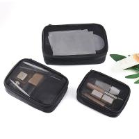 Bolso De Maquillaje Para Mujer En Color Sólido Con Cierre De Cremallera Bolsa De Cosméticos Transparente Y Malla Portátil Mini Para Viajes Organizador De Almacenamiento - details 3