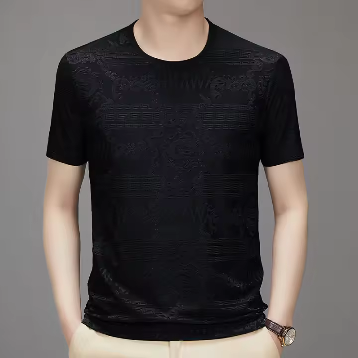 Camiseta de Seda de Hielo Transpirable con Manga Corta para Hombres Estilo Dragón para el Verano - 1