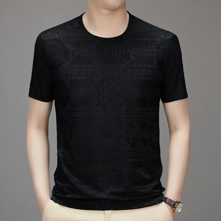Camiseta de Seda de Hielo Transpirable con Manga Corta para Hombres Estilo Dragón para el Verano - 1