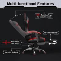 Silla de Oficina Silla Gaming con Reposapies Silla Ergonómica con Ruedas Silla Ordenador Ajustable Silla con Soporte Lumbar Capacidad MAX 136 KG Rojo - details 7