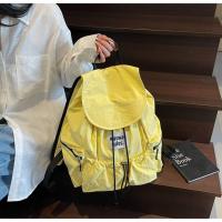 Mochilas simples de Color sólido con cordón, bolsos de hombro fruncidos de nailon de gran capacidad, mochila escolar informal ligera para estudiantes, viaje - details 13