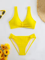 Bikini de cintura alta para mujer, traje de baño deportivo unicolor, traje de baño Sexy a rayas, ropa de baño para mujer, ropa de playa 2025 - details 8