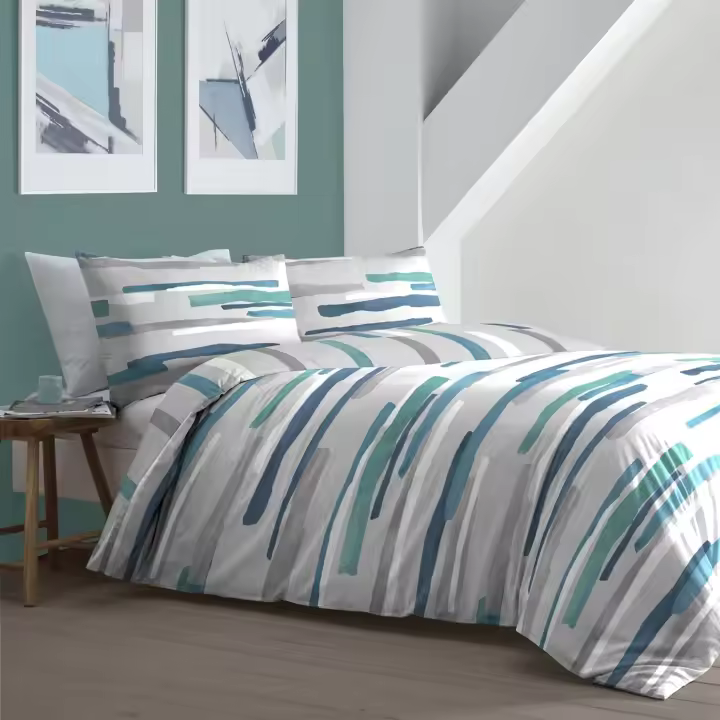 Fusion - Clifton - Juego de Funda de edredón - Tamaño Cama Doble en Color Verde Azulado - 1