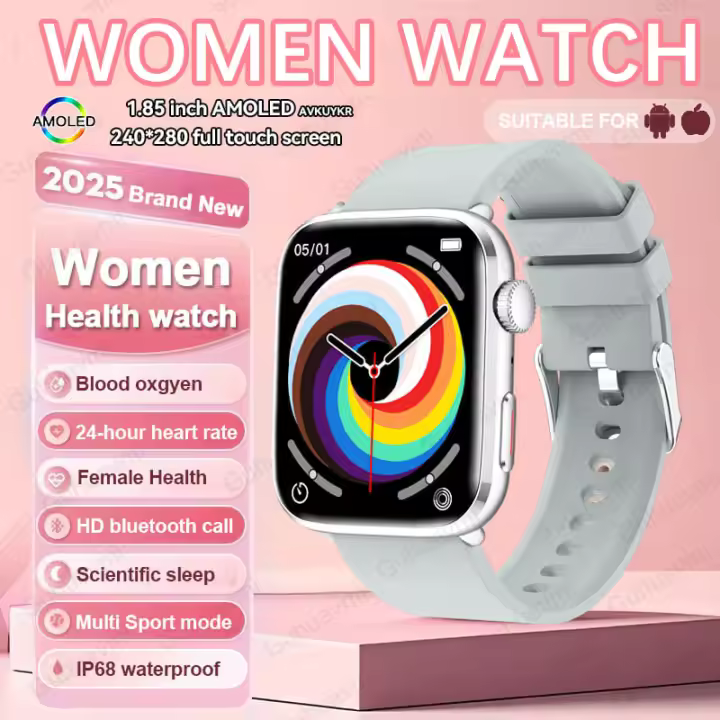 2025 Reloj integrigente AI Diagnosis NFC Smart Watch hombres y mujeres 1,85 pulgadas HD AMOLED presión arterial,frecuencia cardíaca,100+ modo deportivo,500+ reloj inteligente personalizado,Bluetooth llamada para Android ios,exquisita selección de regalos - 1