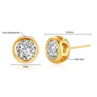 Pendientes de Moissanita de Oro 18K Corte Redondo de Oro Sólido para Mujeres - details 3