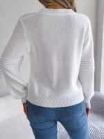 Jersey holgado informal de manga larga para mujer, Jersey de punto liso con cuello redondo, color blanco, para oficina, otoño e invierno, 2023 - details 6