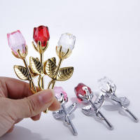 Regalo creativo europeo, varilla de Metal, rosa de cristal, decoración artesanal, regalo de flor simulada para el Día de San Valentín - details 5