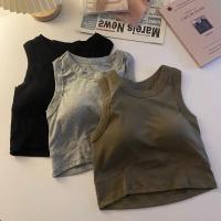 1/2 Unidades. Sujetador deportivo en la espalda para mujer, chaleco sin mangas, parte superior de tubo delgada, ropa interior con almohadillas para sujetador, camiseta interior, Top corto elástico coreano - details 5