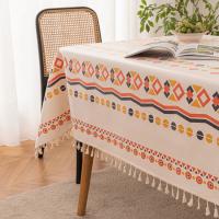 Mantel bohemio Vintage con borlas, impermeable, de algodón y lino, para Patio, exterior, sin arrugas, cubiertas protectoras de mesa - details 6