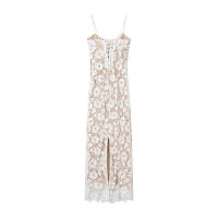 TRAFZA 2025 Vestido midi con tirantes sexy para fiesta de primavera para mujer, sin mangas, ajustado, con abertura en la espalda, diseño de correa hueca de encaje, vestido vintage - details 2