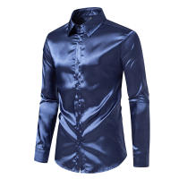 Camisa de vestir de satén de lujo para hombre, esmoquin liso de seda a la moda, informal, para boda, fiesta, graduación y oficina - details 28