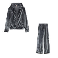 Conjunto de dos piezas de terciopelo coreano con diamantes para deportes y ocio, novedad de otoño e invierno, 2024 - details 12