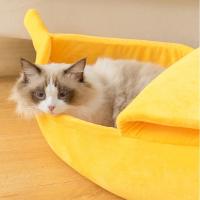 Camas para gatos con forma de plátano para interiores, cama para gatos con comodidad para dormir profundamente en invierno, productos creativos para mascotas, camas para perros y gatos pequeños - details 2
