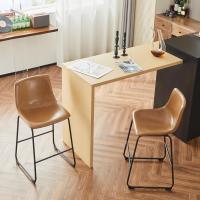 Taburetes de comedor con respaldo, silla de bar para cocina o cafetería con patas metálicas y reposapiés. - details 1