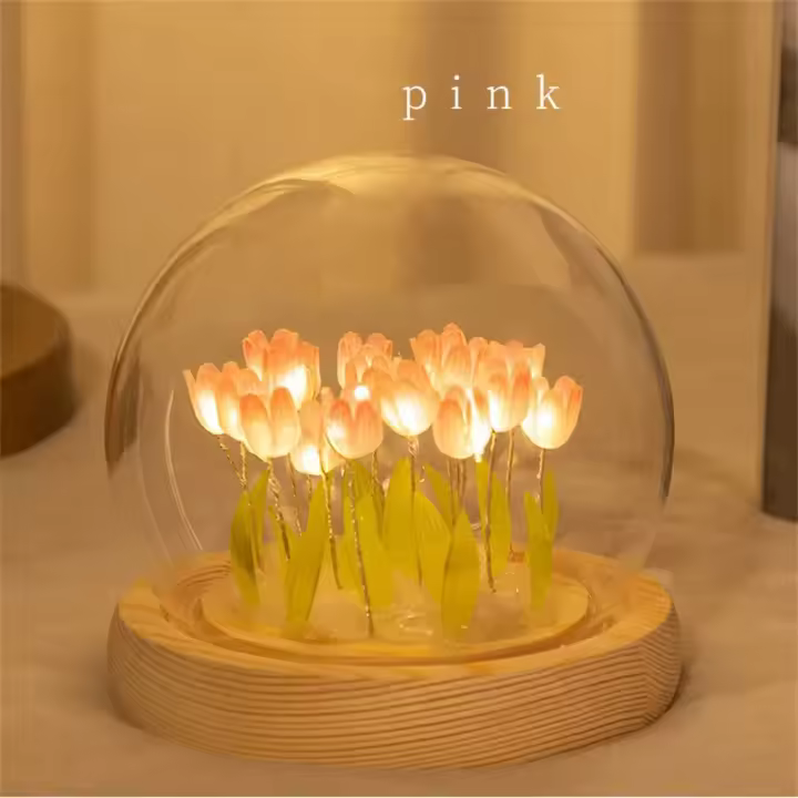 Lámpara de Noche de Tulipán Artificial Hecha a Mano DIY Decoración de Dormitorio LED - 1