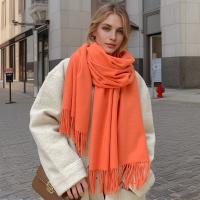Bufanda de Cachemira de Color liso para mujer, chales gruesos y cálidos de Pashmina con borlas, manta femenina, Hijab, 2024 - details 17
