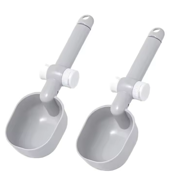 Pala para comida de gatos con mango de Clip, pala multifunción de mano para comida de mascotas, pala alimentadora de plástico de gran capacidad para perros, cuenco de alimentación, 2 uds. - 1